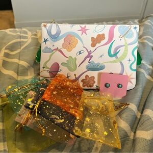 Gift Bundle space themed Ipsy bag star and moon jewelry bags teal stud earrings